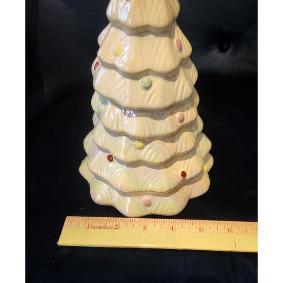White Ceramic Christmas tree with Peppermint Twist Scented Candle 9" Tall - Picture 8 of 8
